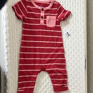 Red and Pink Striped Baby‎ Romper